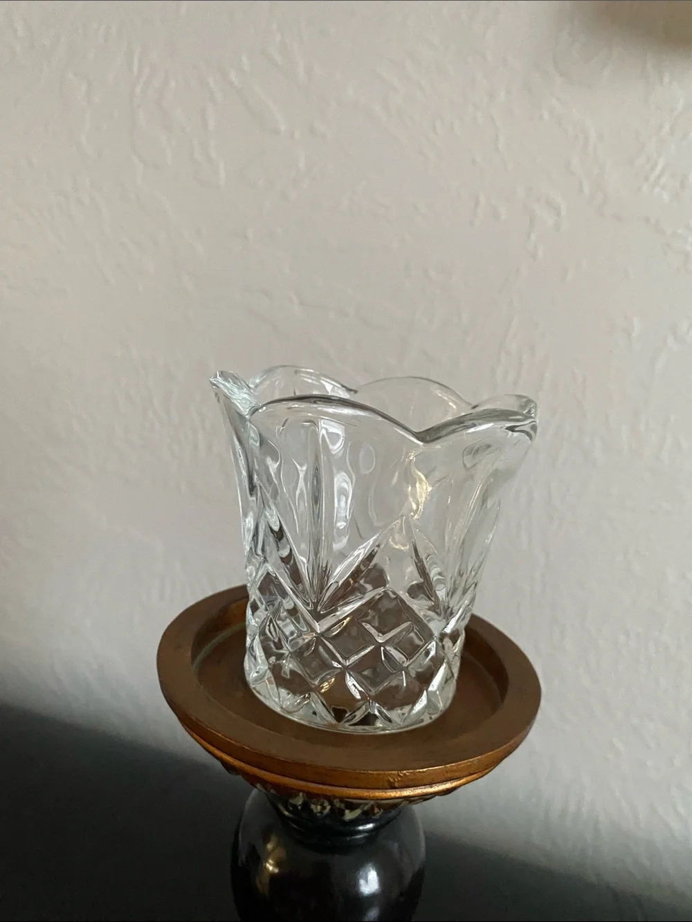 Vintage Home Interiors Clear Glass Cut Bell Candle Covers - Clear set of 2.
